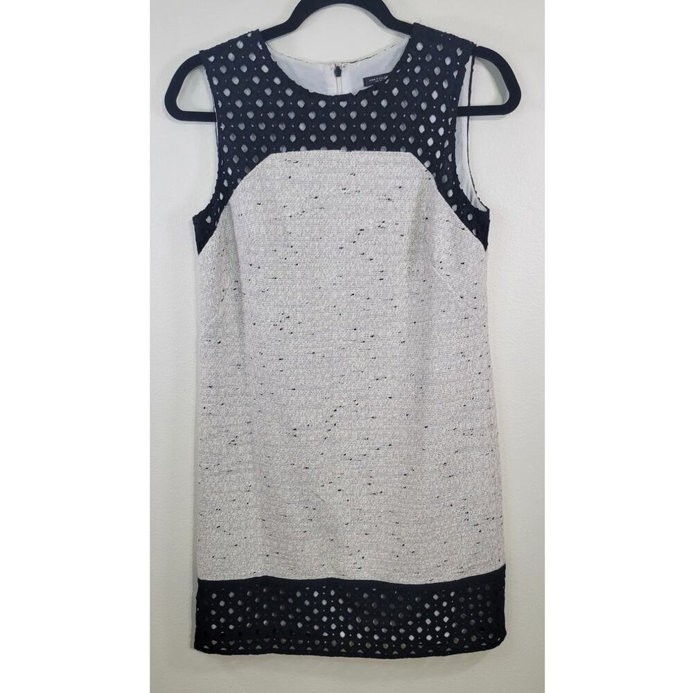Ann Taylor Dress Womens Size 2 Tweed Eyelet Dressy Sleek Refined Preppy Corpcore